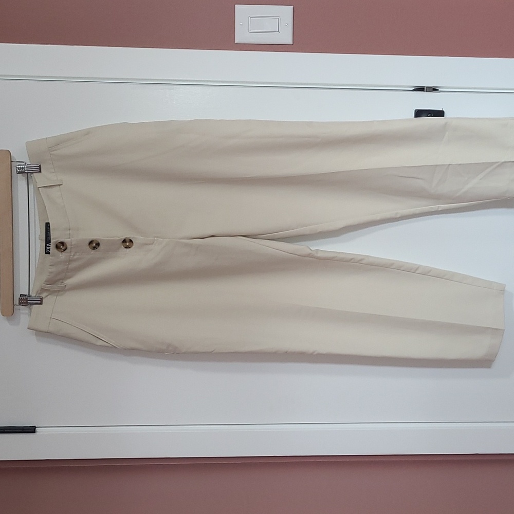 Zara Cream Pants with Button Detail